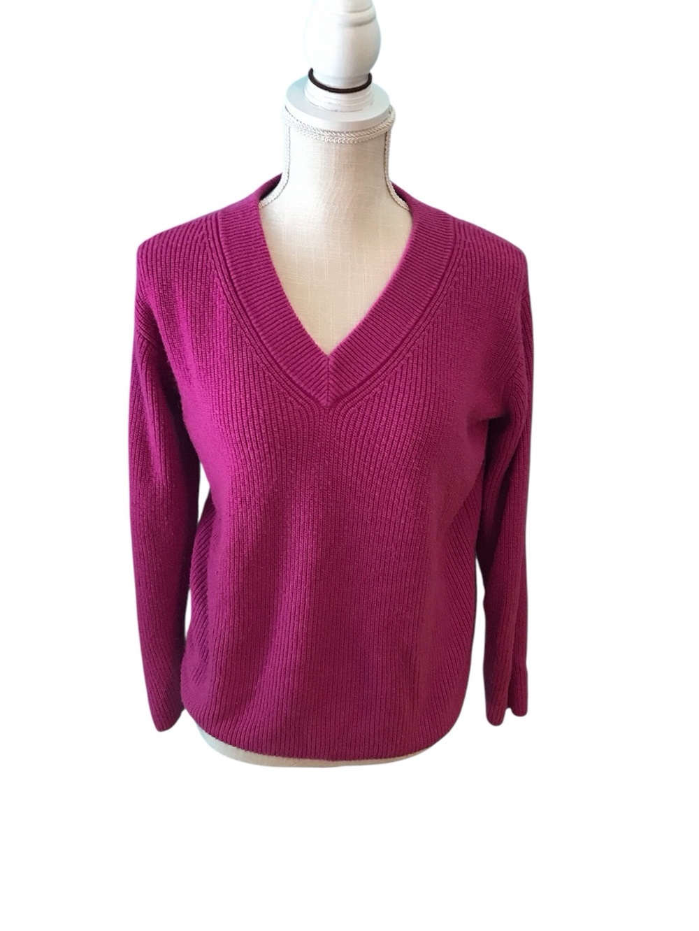 Vibrant Magenta V-Neck Sweater